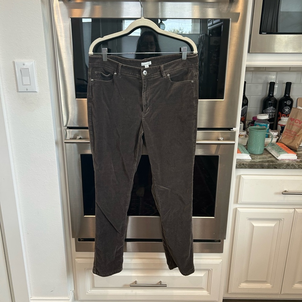 J. Jill Brown Straight Leg velour velvet Pants size 12 GUC